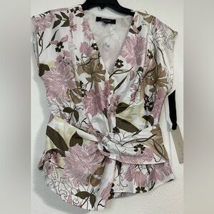 Salo La Fille Elegant Pink Wrap Blouse with Notched Collar